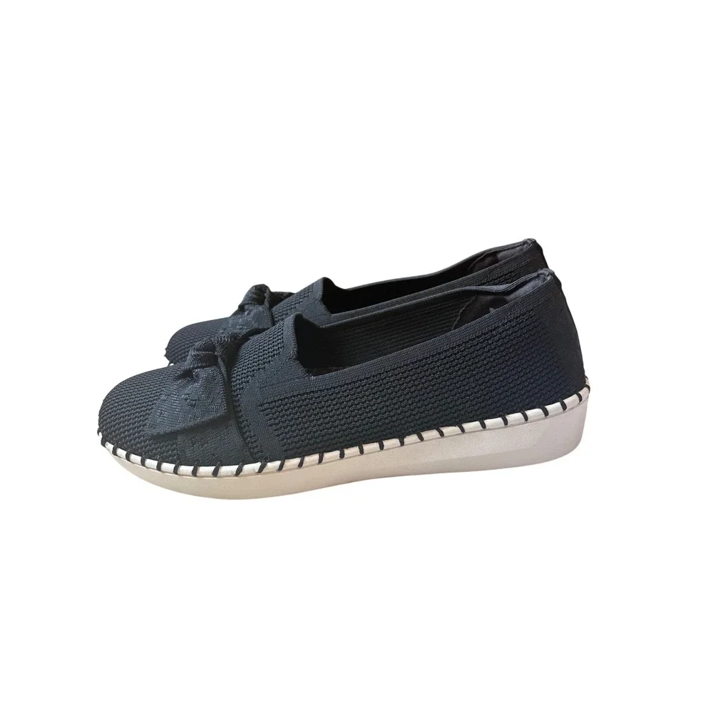 Skechers Sepulveda 2.0 Family Ties Black Knit Bow Slip On Shoes Womens 11 NWT